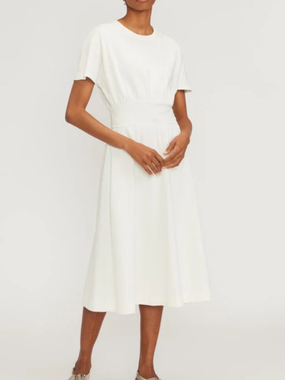 Everlane White Organic Cotton Midi Waisted Dress